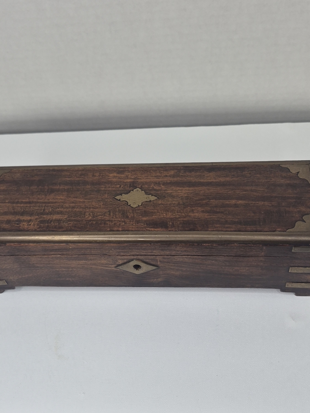 RARE Antique 19thC Rosewood Scribe Box w/ Hidden Drawer & Key - Picture 3 of 16
